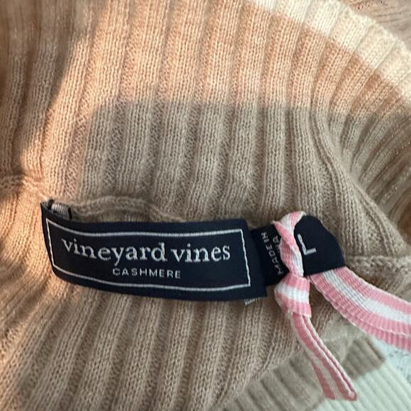 Vineyard Vines Rib Tipped Mock Neck Cashmere Long Line Sweater Size Large - Picture 3 of 8